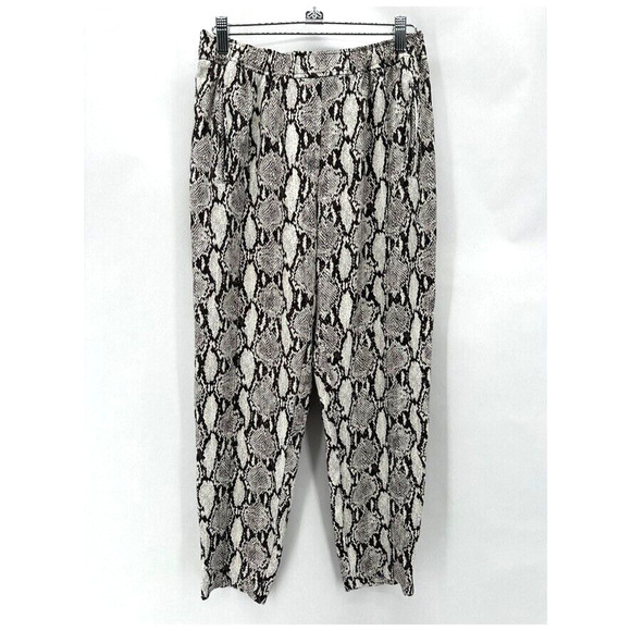 ALC Elijah Python Print Pants Size 2 Brown Ivory Ankle Zip Pull On Preppy Glam - Picture 12 of 12